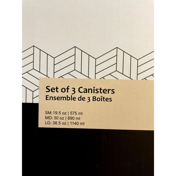 Short Stories Set of 3 Glass Canisters with Stainless Steel Lids Dishwasher Safe - Picture 11 of 11